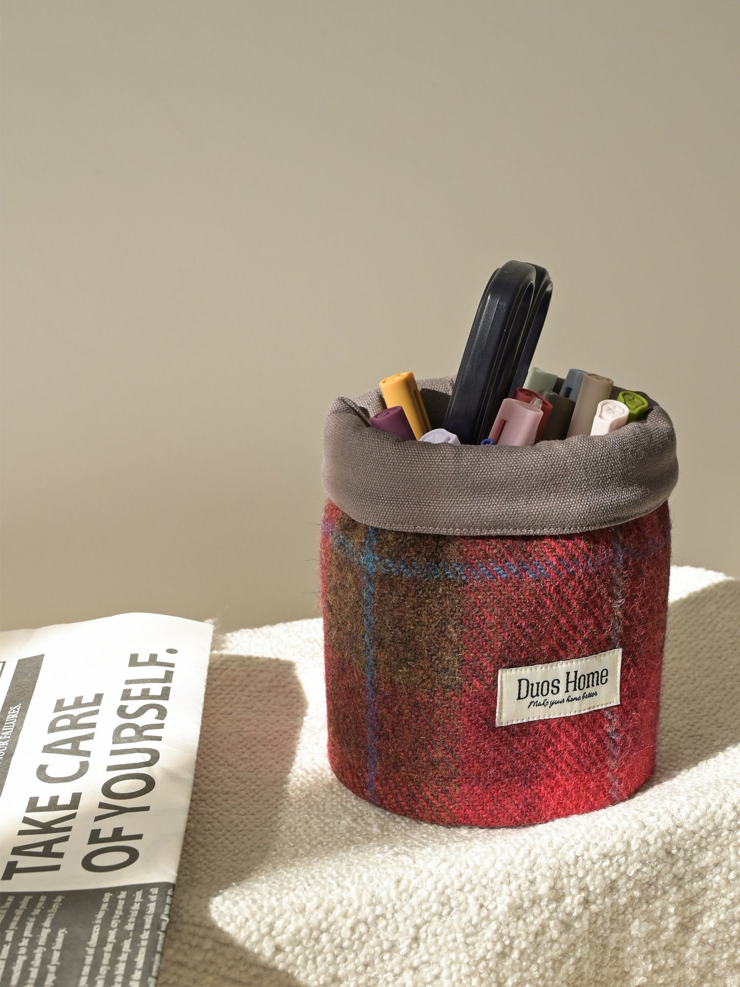 Duos Home 100% Wool Storage Bucket - Heritage Burgundy