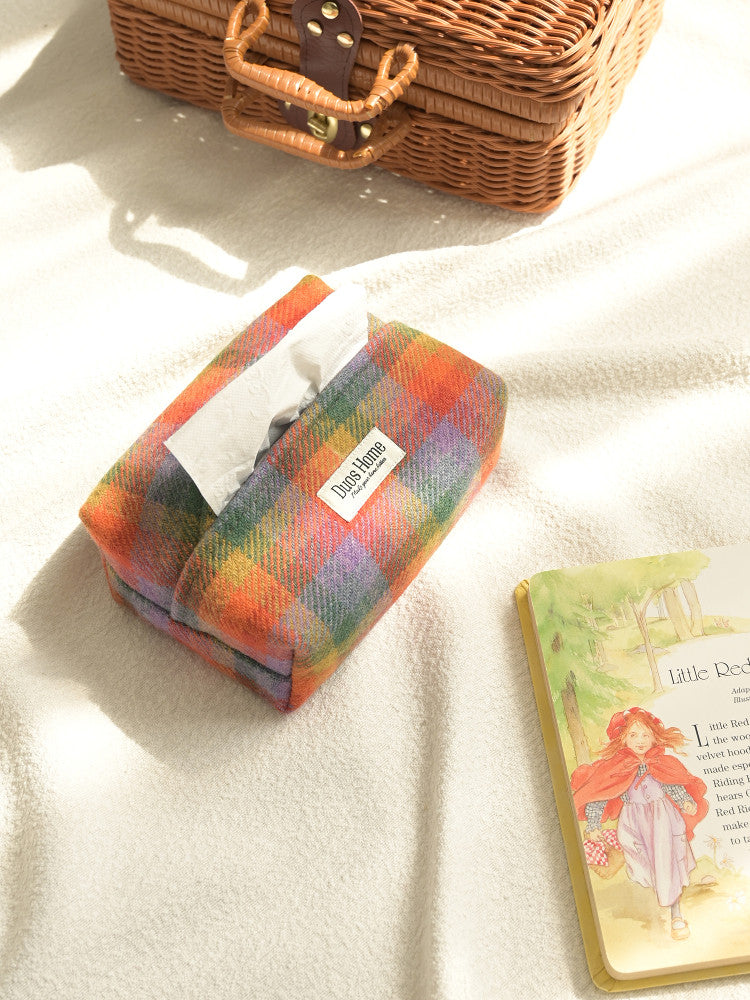 Duos Home 100% Wool Tissue Box Cover -Prussian Navy & Earth