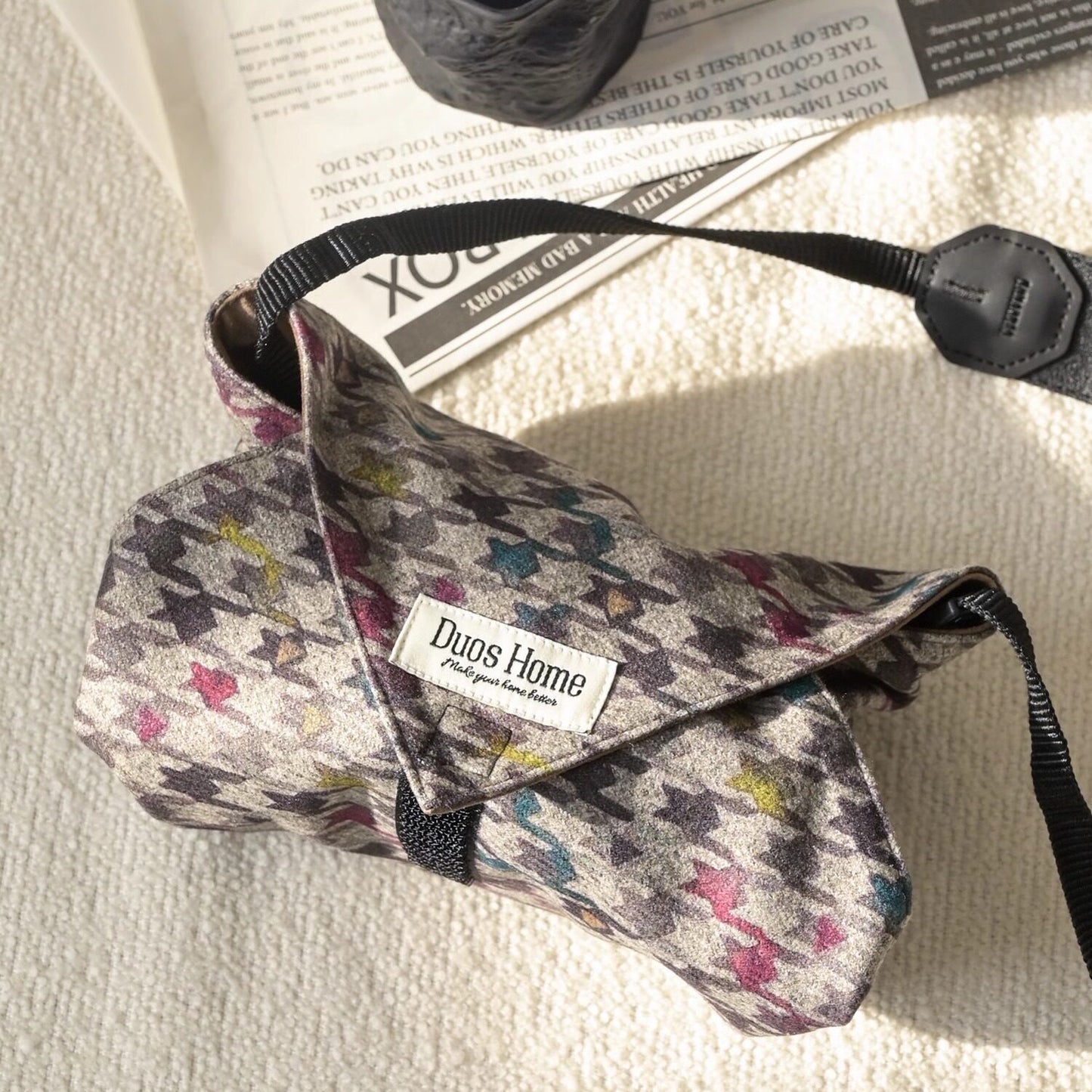 Suede-Lined Magic Wrap - Classic Houndstooth