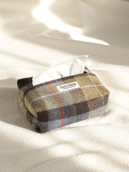 Duos Home 100% Wool Tissue Box Cover -Prussian Navy & Earth