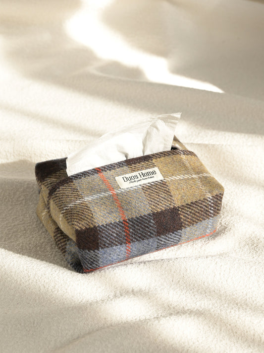Duos Home 100% Wool Tissue Box Cover -Prussian Navy & Earth