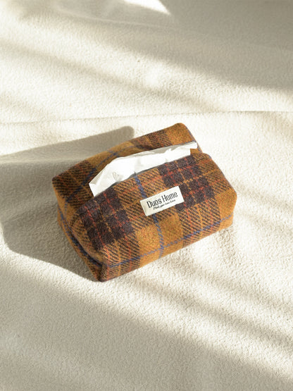 Duos Home 100% Wool Tissue Box Cover -Prussian Navy & Earth