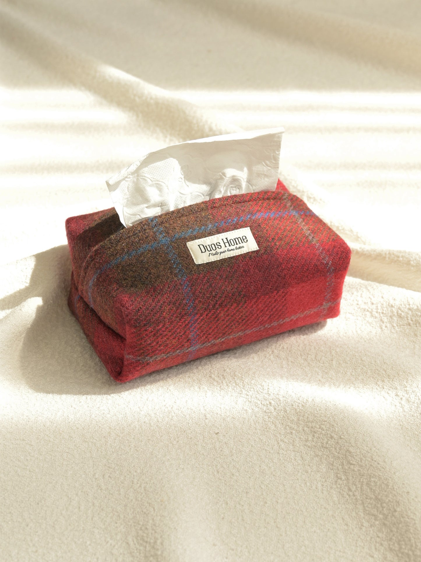 Duos Home 100% Wool Tissue Box Cover -Prussian Navy & Earth