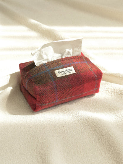 Duos Home 100% Wool Tissue Box Cover -Prussian Navy & Earth