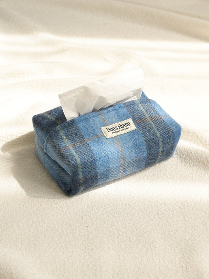 Duos Home 100% Wool Tissue Box Cover -Prussian Navy & Earth