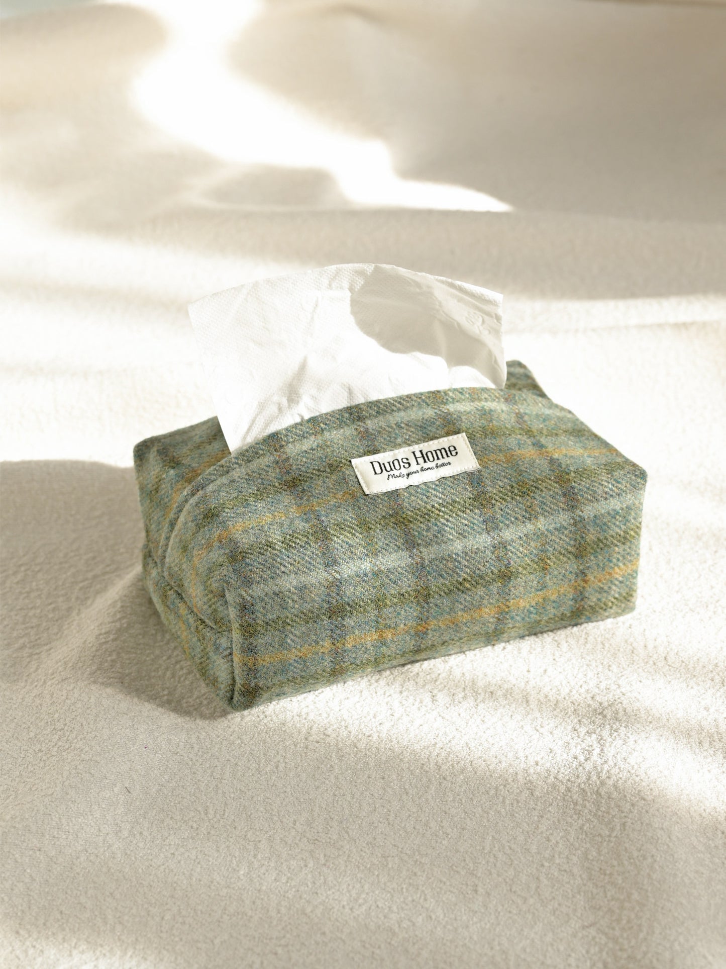 Duos Home 100% Wool Tissue Box Cover -Prussian Navy & Earth